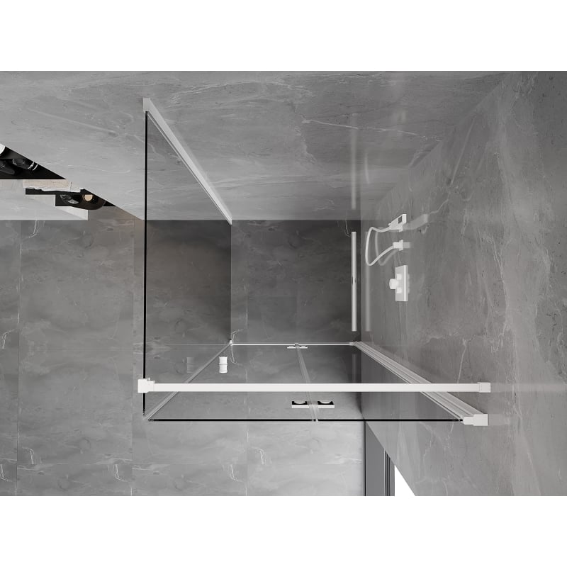Mexen Mist-F faltbare Duschkabine rechts 95 x 95 cm, transparent, weiß - 8A6T-095-095-20-00-P