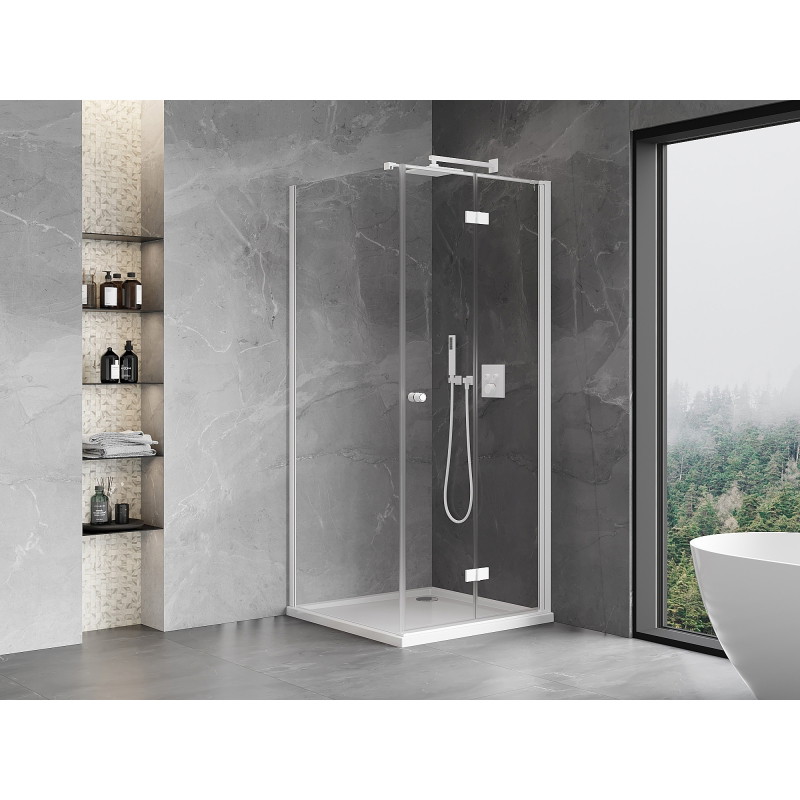Mexen Mist-F faltbare Duschkabine rechts 100 x 100 cm, transparent, weiß - 8A6T-100-100-20-00-P