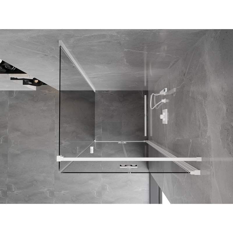 Mexen Mist-F faltbare Duschkabine rechts 100 x 100 cm, transparent, weiß - 8A6T-100-100-20-00-P