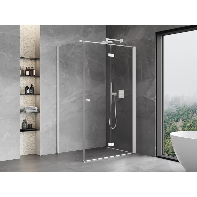 Mexen Mist-F faltbare Duschkabine rechts 110 x 100 cm, transparent, weiß - 8A6T-110-100-20-00-P