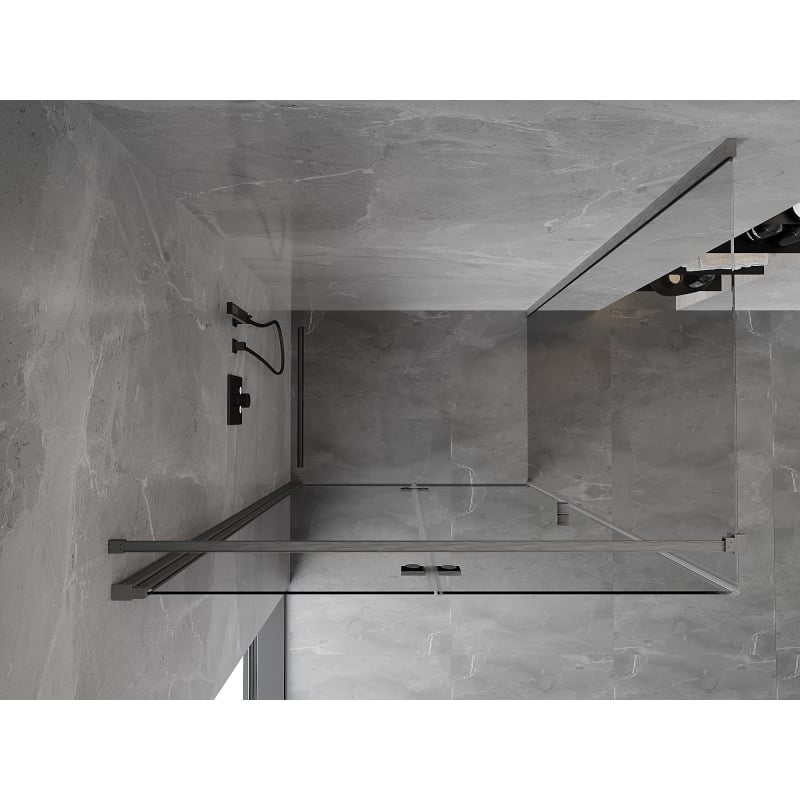 Mexen Mist-F Klappbare Duschkabine links 115 x 75 cm, transparent, gun gray gebürstet - 8A6T-115-075-66-00-L
