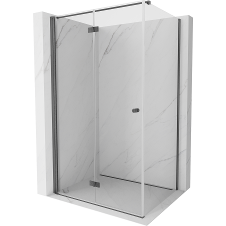 Mexen Mist-F faltbare Duschkabine links 115 x 85 cm, transparent, gun grey gebürstet - 8A6T-115-085-66-00-L