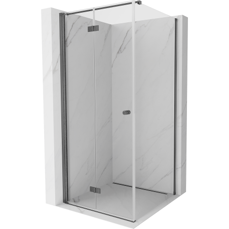 Mexen Mist-F faltbare Duschkabine links 95 x 95 cm, transparent, gebürstet gun grau - 8A6T-095-095-66-00-L