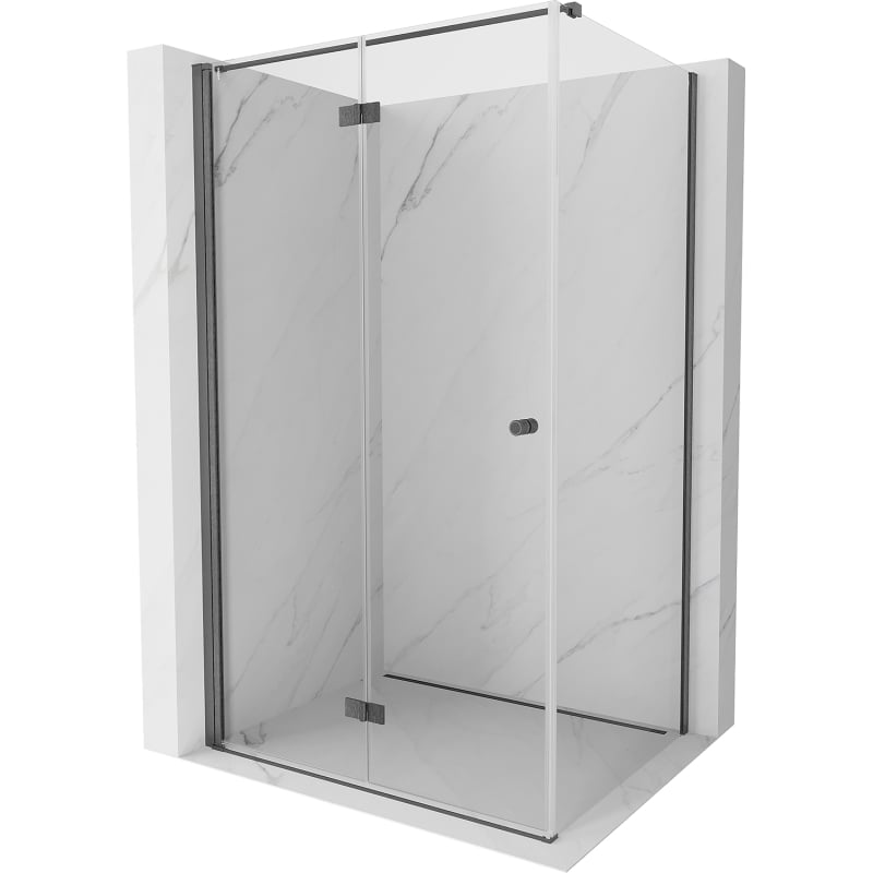 Mexen Mist-F faltbare Duschkabine links 105 x 110 cm, transparent, gebürstetes Gun Gray - 8A6T-105-110-66-00-L
