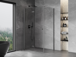 Mexen Mist-F faltbare Duschkabine links 80 x 120 cm, transparent, gun grau gebürstet - 8A6T-080-120-66-00-L