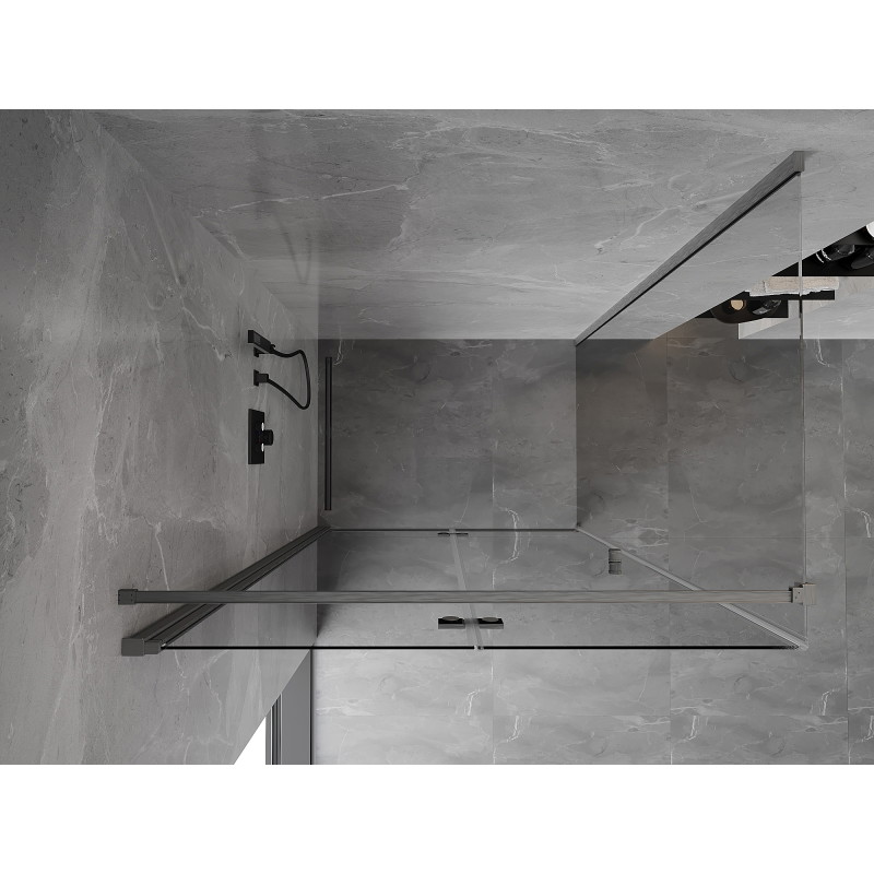 Mexen Mist-F faltbare Duschkabine links 115 x 120 cm, transparent, gebürstet gun gray - 8A6T-115-120-66-00-L
