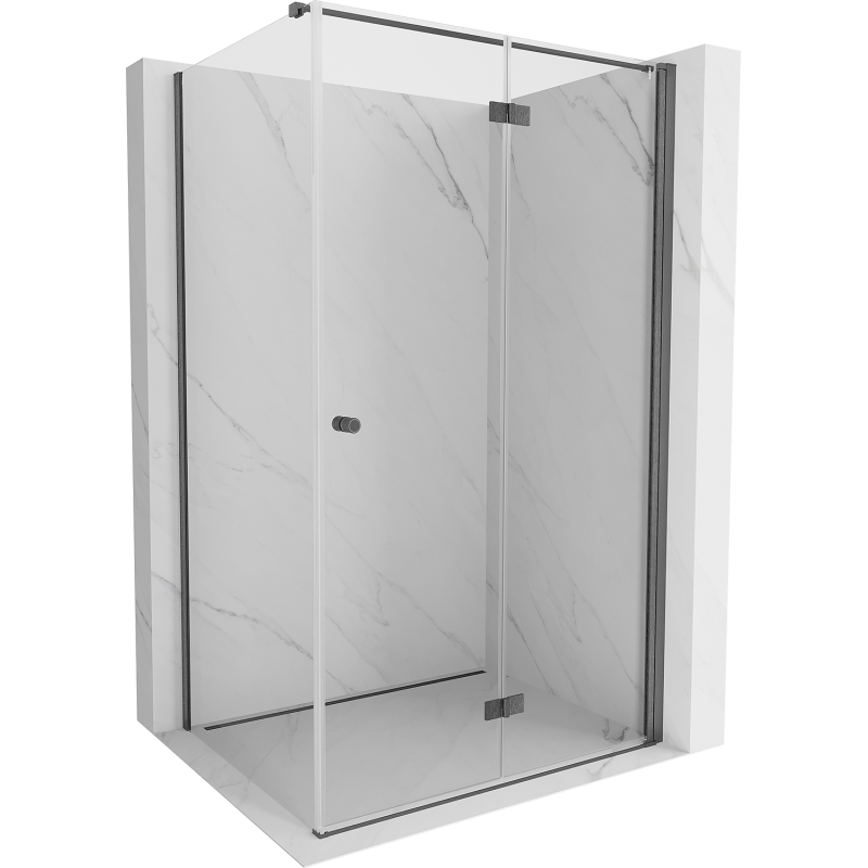 Mexen Mist-F faltbare Duschkabine rechts 90 x 85 cm, transparent, gun-grau gebürstet - 8A6T-090-085-66-00-P