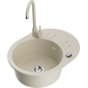 Mexen Kevin Granitspüle 1-tlg mit Abtropffläche und Küchenarmatur Telma, beige - 6517-69-670200-69