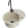 Mexen Kevin Granitspüle 1-Becken mit Abtropffläche und Küchenarmatur Telma, beige - 6517-69-670200-70