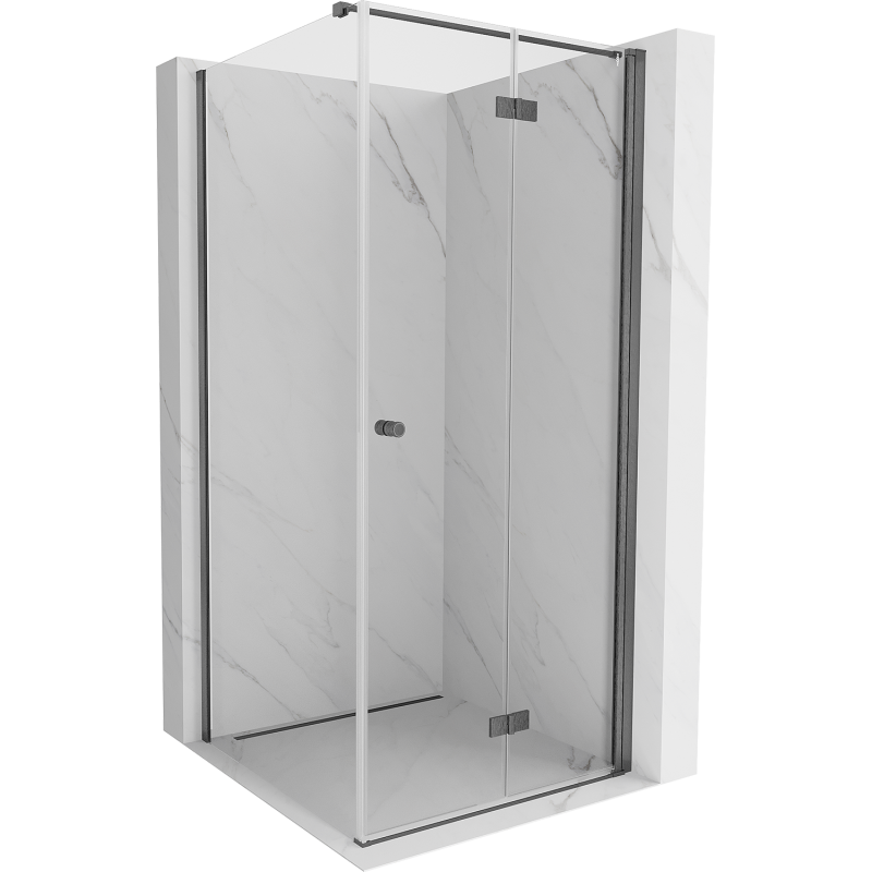 Mexen Mist-F faltbare Duschkabine rechts 100 x 100 cm, transparent, Gun Gray gebürstet - 8A6T-100-100-66-00-P