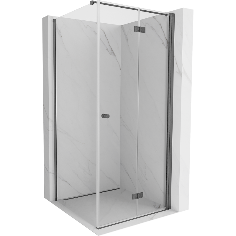 Mexen Mist-F faltbare Duschkabine rechts 110 x 110 cm, transparent, gun gray gebürstet - 8A6T-110-110-66-00-P