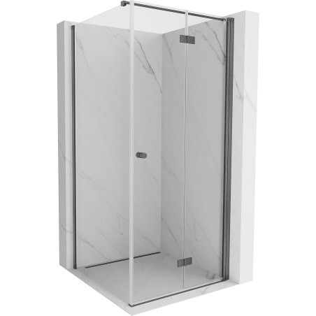 Mexen Mist-F faltbare Duschkabine rechts 110 x 110 cm, transparent, gun gray gebürstet - 8A6T-110-110-66-00-P