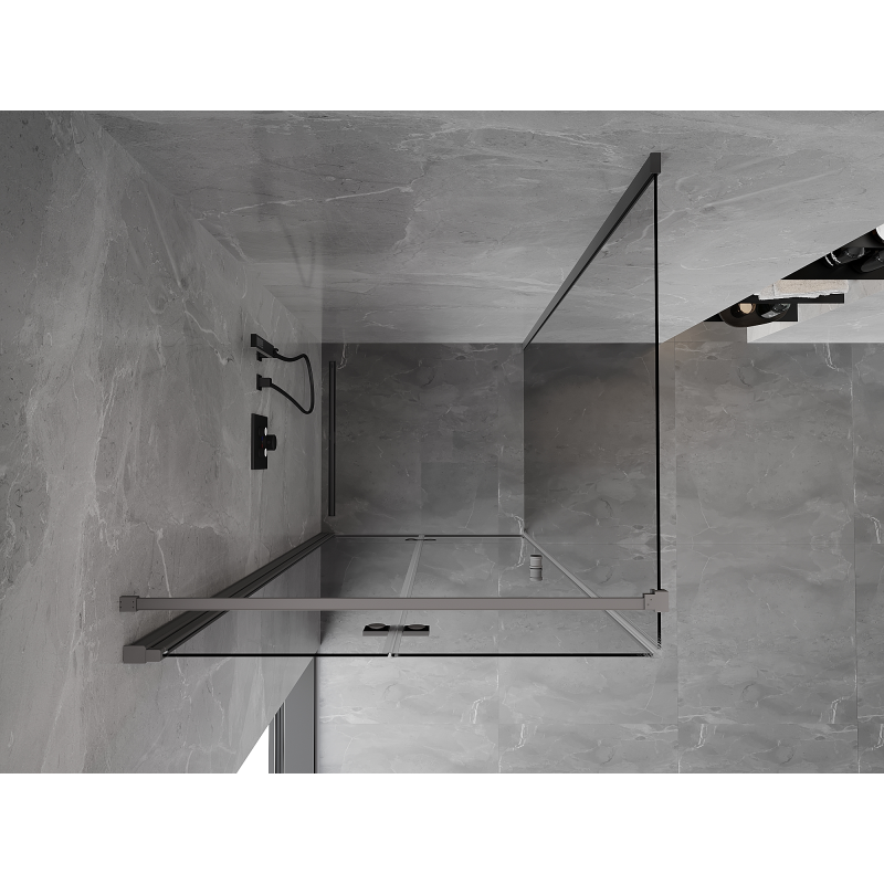 Mexen Mist-F faltbare Duschkabine links 70 x 70 cm, transparent, Gunmetal - 8A6T-070-070-95-00-L