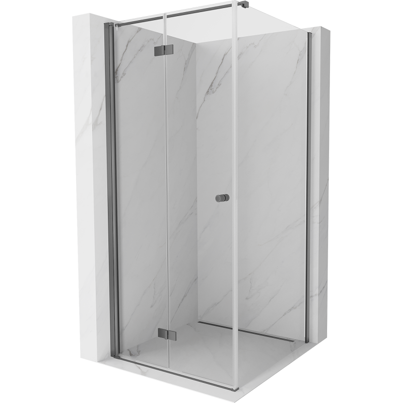 Mexen Mist-F faltbare Duschkabine links 80 x 80 cm, transparent, Gun Metal - 8A6T-080-080-95-00-L
