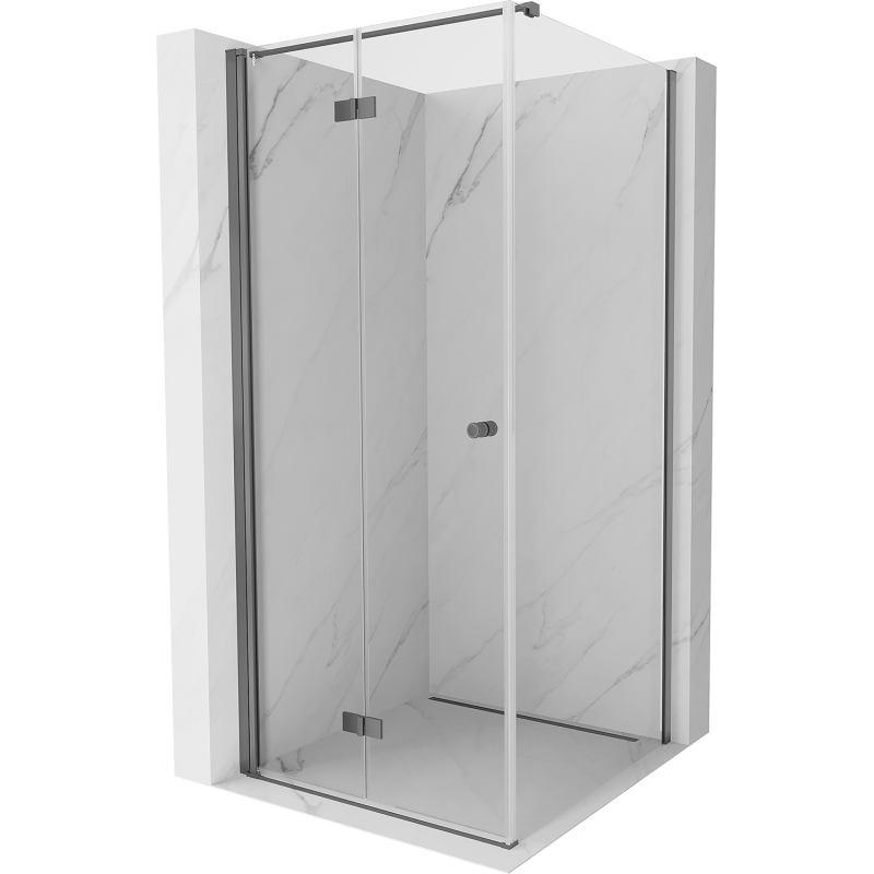 Mexen Mist-F faltbare Duschkabine links 85 x 85 cm, transparent, Gunmetal - 8A6T-085-085-95-00-L