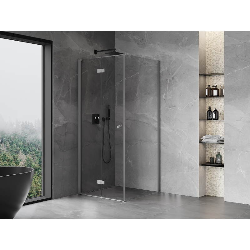 Mexen Mist-F faltbare Duschkabine links 95 x 95 cm, transparent, Gun Metal - 8A6T-095-095-95-00-L