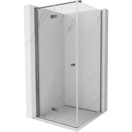 Mexen Mist-F faltbare Duschkabine links 100 x 100 cm, transparent, Gun Metal - 8A6T-100-100-95-00-L