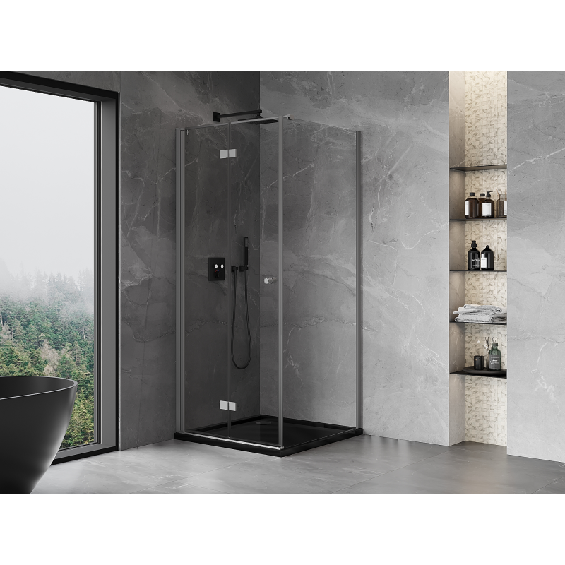 Mexen Mist-F Faltbare Duschkabine links 120 x 120 cm, transparent, Gunmetal - 8A6T-120-120-95-00-L