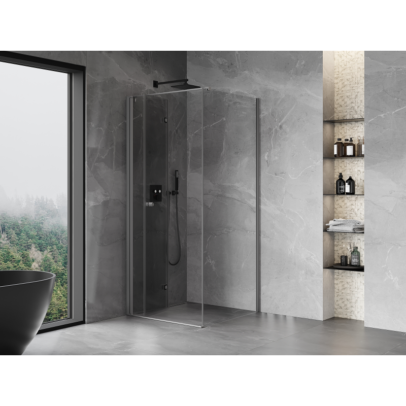 Mexen Mist-F Faltbare Duschkabine links 120 x 120 cm, transparent, Gunmetal - 8A6T-120-120-95-00-L