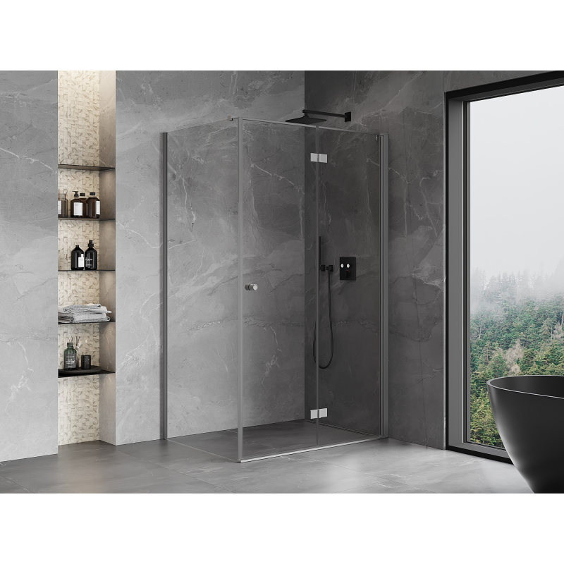 Mexen Mist-F faltbare Duschkabine rechts 100 x 85 cm, transparent, Gun Metal - 8A6T-100-085-95-00-P