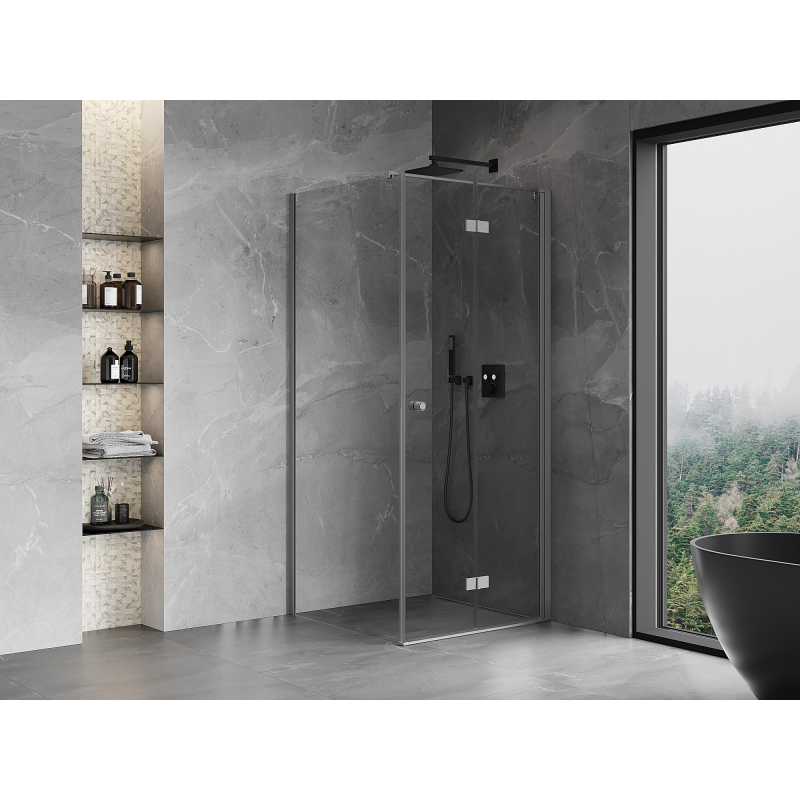 Mexen Mist-F faltbare Duschkabine rechts 90 x 90 cm, transparent, Gun Metal - 8A6T-090-090-95-00-P