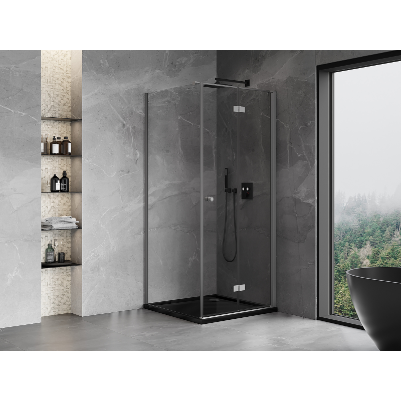 Mexen Mist-F faltbare Duschkabine rechts 110 x 110 cm, transparent, Gun Metal - 8A6T-110-110-95-00-P