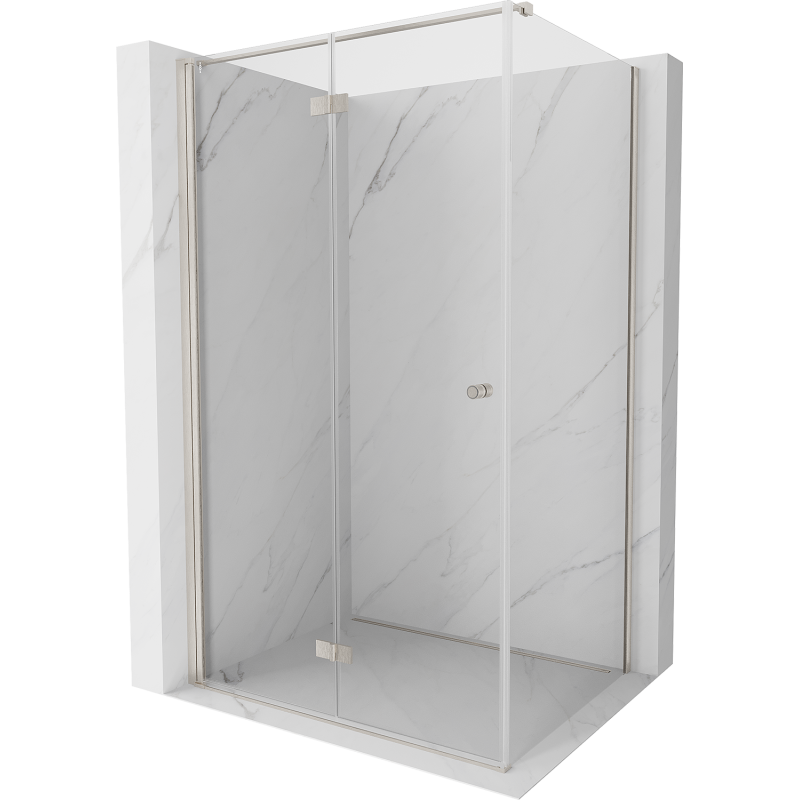 Mexen Mist-F faltbare Duschkabine links 90 x 75 cm, transparent, gebürstetes Nickel - 8A6T-090-075-97-00-L