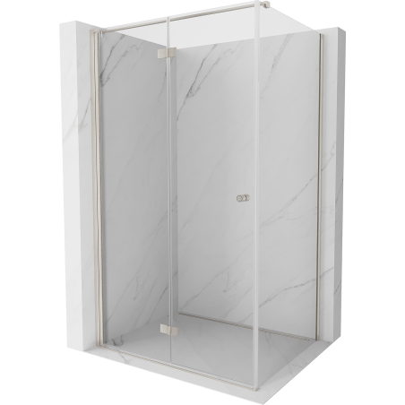 Mexen Mist-F faltbare Duschkabine links 100 x 75 cm, transparent, gebürsteter Nickel - 8A6T-100-075-97-00-L