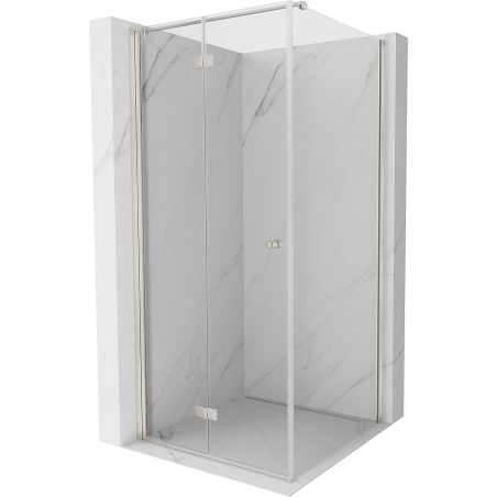 Mexen Mist-F faltbare Duschkabine links 85 x 85 cm, transparent, gebürsteter Nickel - 8A6T-085-085-97-00-L