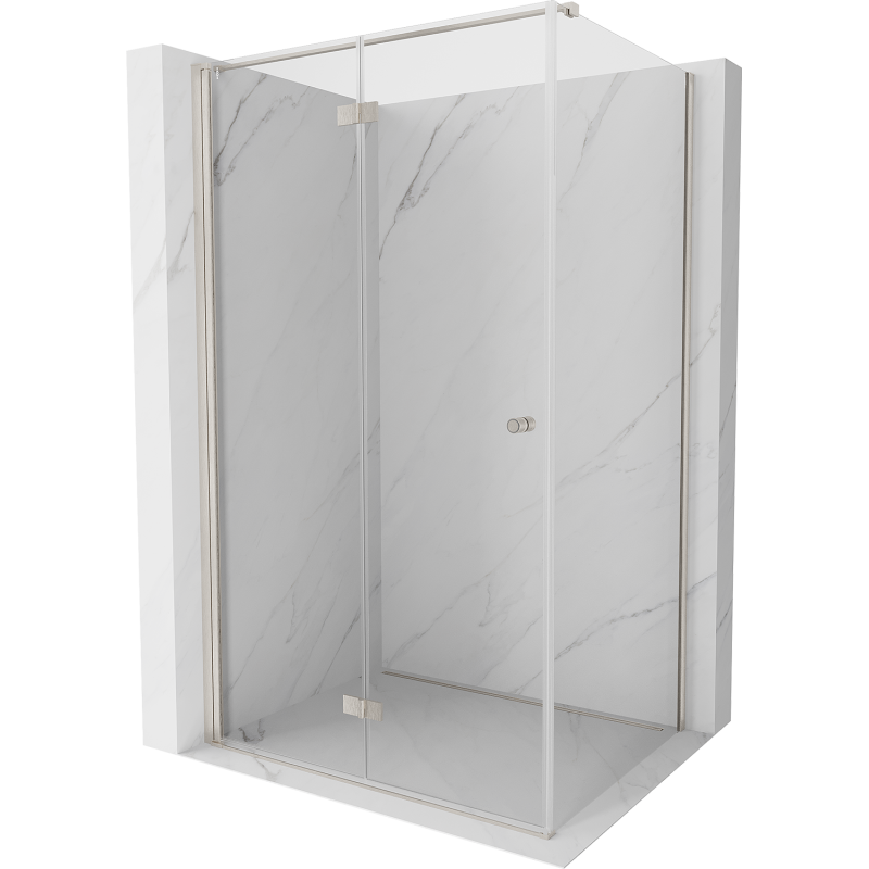 Mexen Mist-F faltbare Duschkabine links 105 x 85 cm, transparent, gebürsteter Nickel - 8A6T-105-085-97-00-L