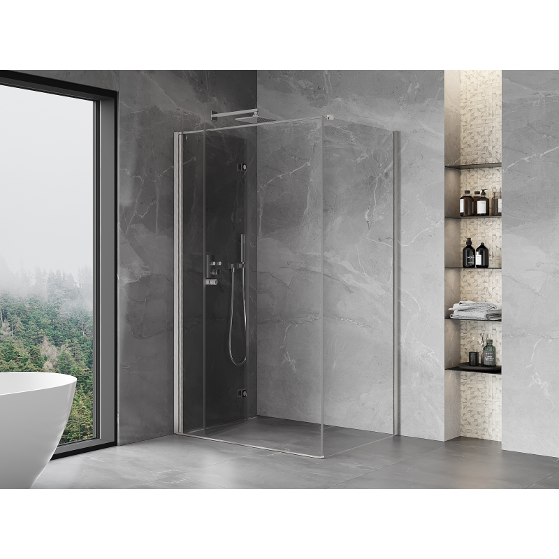 Mexen Mist-F faltbare Duschkabine links 100 x 90 cm, transparent, gebürsteter Nickel - 8A6T-100-090-97-00-L