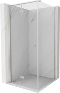 Mexen Mist-F faltbare Duschkabine links 110 x 110 cm, transparent, gebürsteter Nickel - 8A6T-110-110-97-00-L
