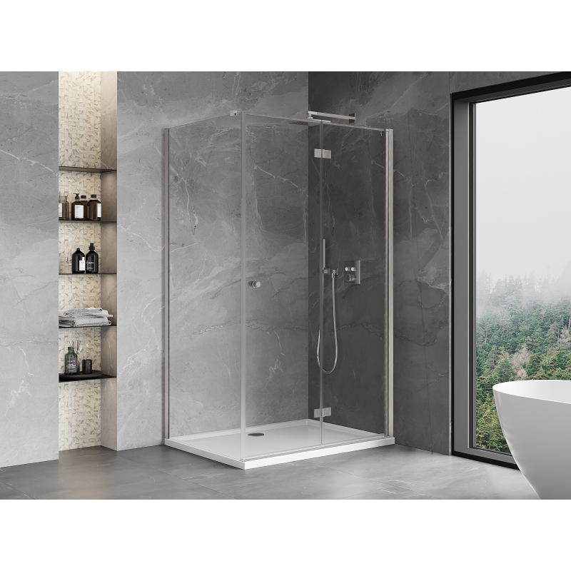 Mexen Mist-F faltbare Duschkabine rechts 100 x 75 cm, transparent, gebürstetes Nickel - 8A6T-100-075-97-00-P