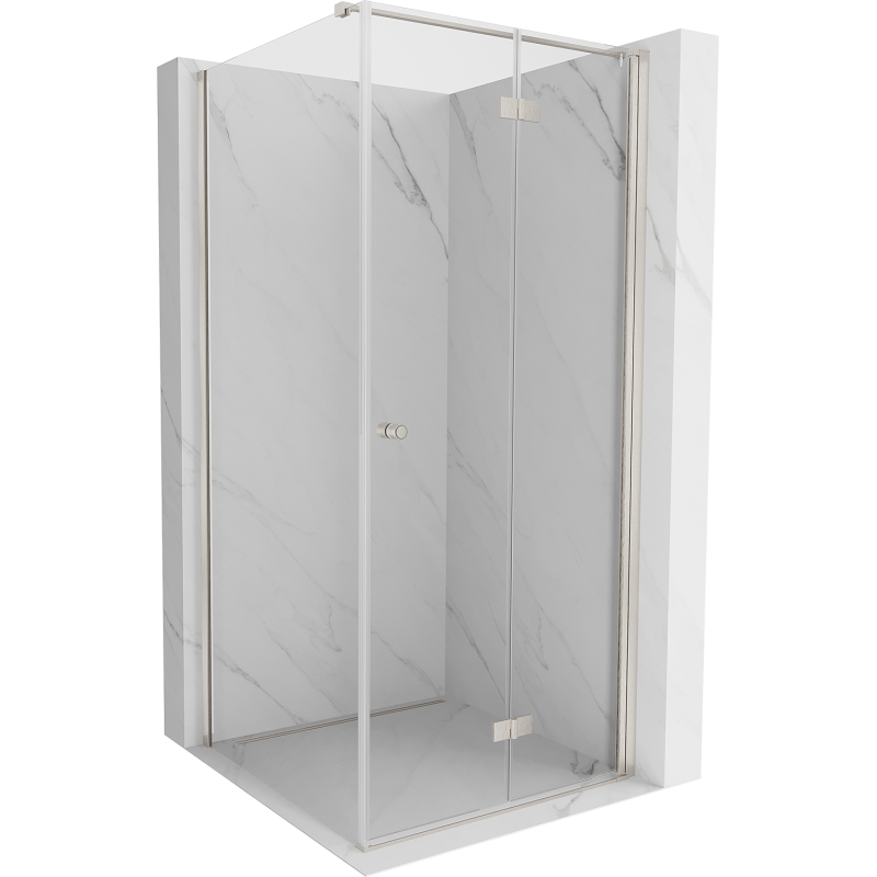 Mexen Mist-F faltbare Duschkabine rechts 80 x 80 cm, transparent, gebürstetes Nickel - 8A6T-080-080-97-00-P