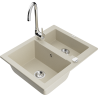 Mexen Carlos Granitspüle 1,5-Becken mit Küchenarmatur Telma, beige - 6518-69-670200-00