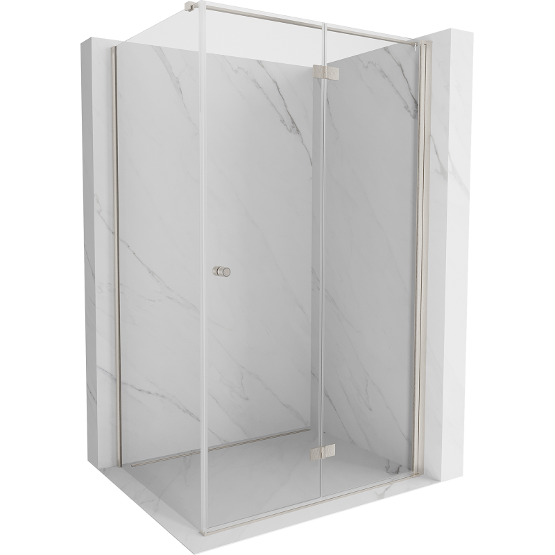 Mexen Mist-F faltbare Duschkabine rechts 90 x 85 cm, transparent, gebürstetes Nickel - 8A6T-090-085-97-00-P