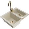 Mexen Carlos Granitspüle 1,5-becken mit Küchenarmatur Telma, beige - 6518-69-670200-50