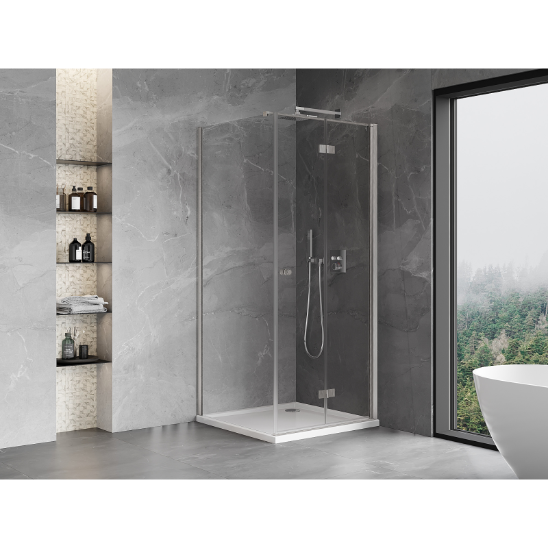 Mexen Mist-F faltbare Duschkabine rechts 95 x 95 cm, transparent, gebürsteter Nickel - 8A6T-095-095-97-00-P