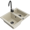 Mexen Carlos Granitspüle 1,5-Becken mit Küchenarmatur Telma, beige - 6518-69-670200-70
