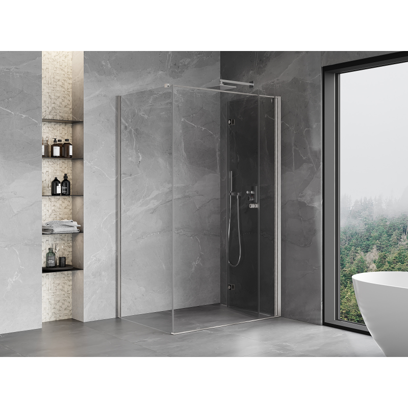 Mexen Mist-F faltbare Duschkabine rechts 100 x 120 cm, transparent, gebürsteter Nickel - 8A6T-100-120-97-00-P