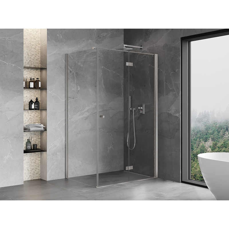Mexen Mist-F faltbare Duschkabine rechts 115 x 120 cm, transparent, gebürsteter Nickel - 8A6T-115-120-97-00-P