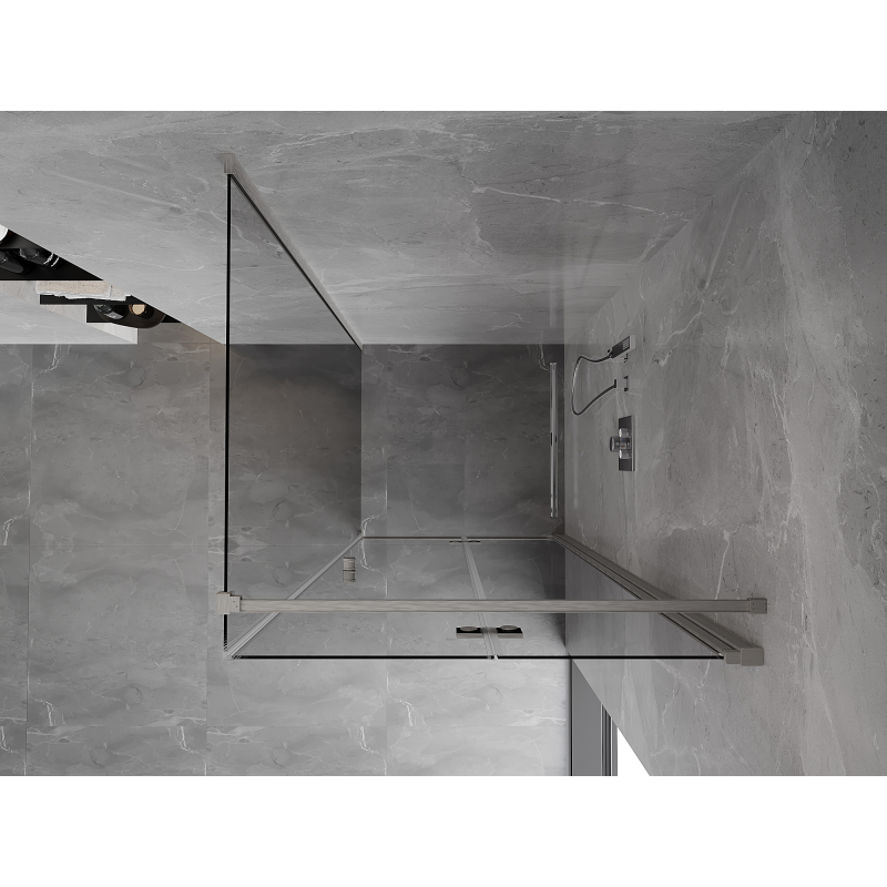 Mexen Mist-F faltbare Duschkabine rechts 120 x 120 cm, transparent, gebürsteter Nickel - 8A6T-120-120-97-00-P