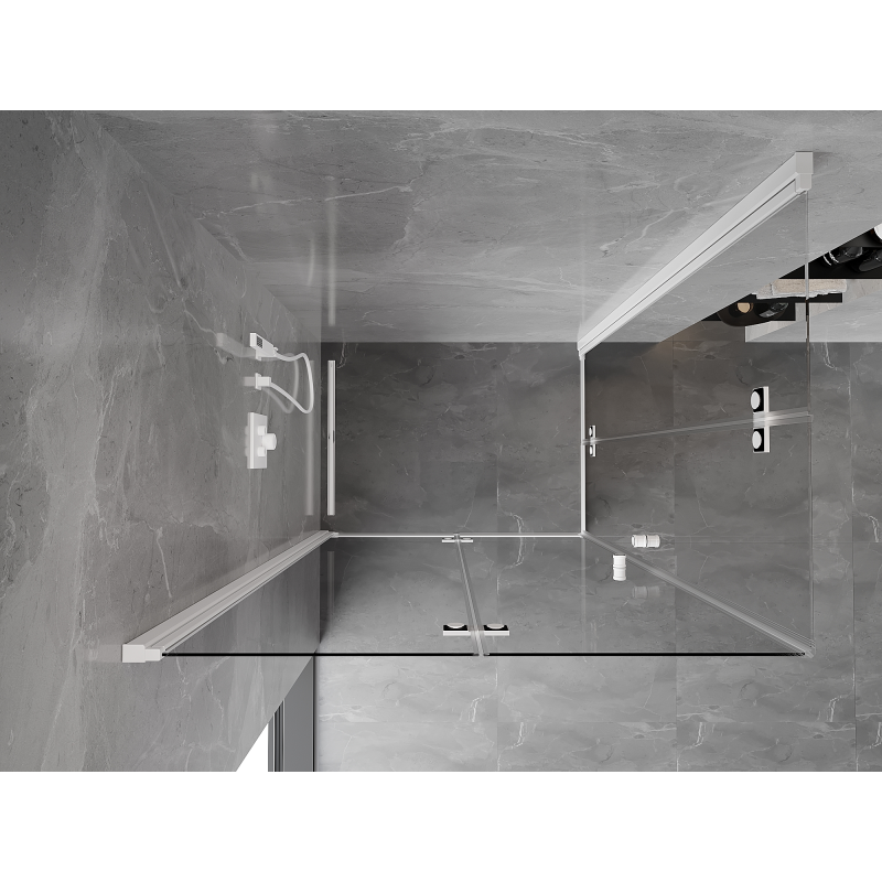 Mexen Mist-F Duo klappbare Duschtür links 110 x 70 cm, transparent, weiß - 8A6-110L-070P-20-00