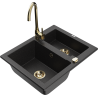 Mexen Carlos Granitspüle 1,5-Kammer mit Küchenarmatur Telma, schwarz/silber Metallic - 6518-73-670200-50