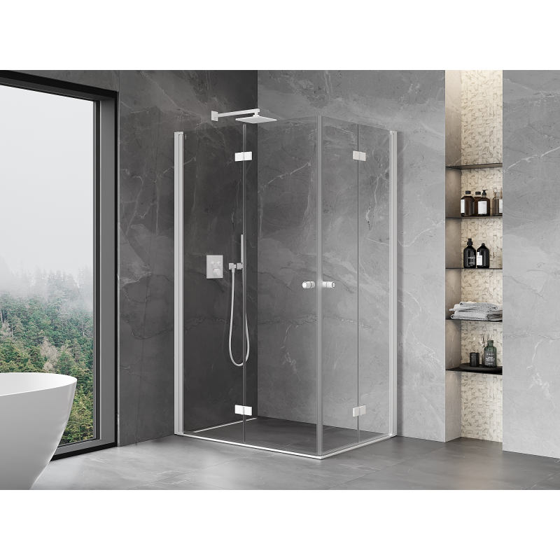 Mexen Mist-F Duo Duschkabine faltbar links 95 x 80 cm, transparent, weiß - 8A6-095L-080P-20-00