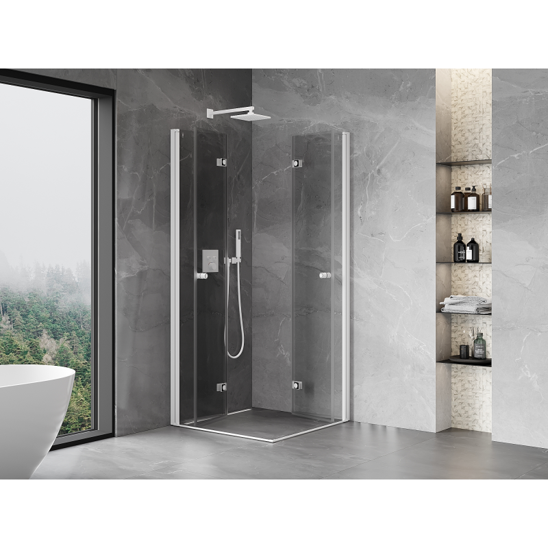 Mexen Mist-F Duo faltbare Duschkabine 85 x 85 cm, transparent, weiß - 8A6-085L-085P-20-00