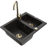 Mexen Carlos 1,5-Kammer-GranitsSpüle mit Küchenarmatur Telma, schwarz/gold metallic - 6518-75-670200-50