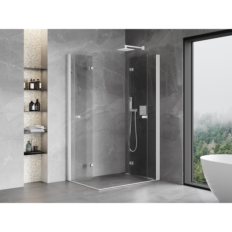 Mexen Mist-F Duo Duschkabine faltbar rechts 70 x 100 cm, transparent, weiß - 8A6-070L-100P-20-00