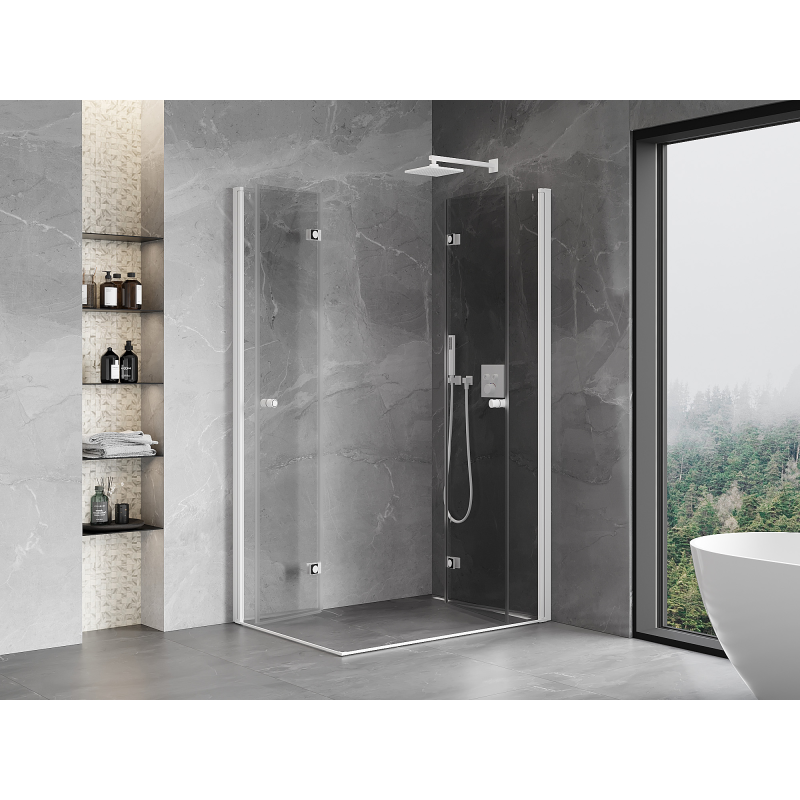 Mexen Mist-F Duo Duschkabine klappbar rechts 85 x 105 cm, transparent, weiß - 8A6-085L-105P-20-00