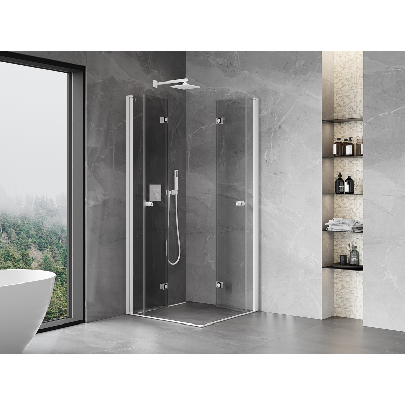 Mexen Mist-F Duo faltbare Duschkabine 110 x 110 cm, transparent, weiß - 8A6-110L-110P-20-00
